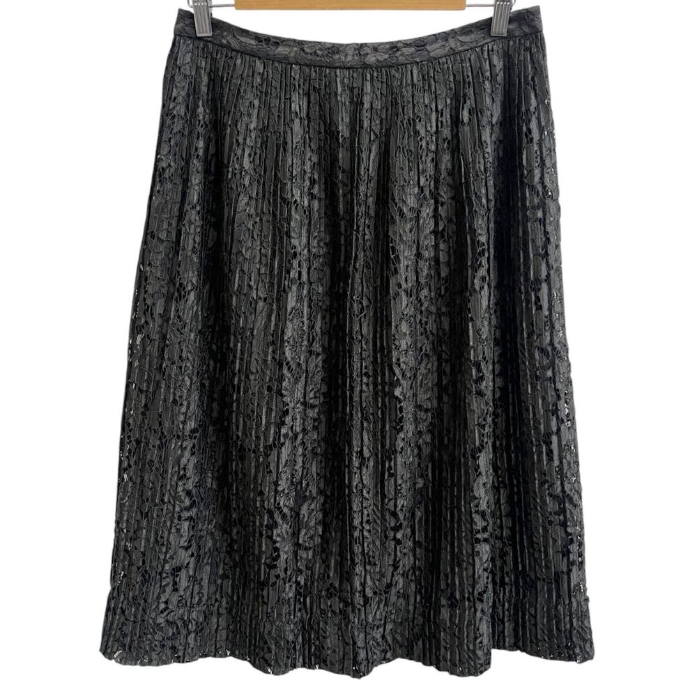 Banana Republic Lace Olive Green Midi Pleated A Line Skirt Sz 4P Whimsygoth